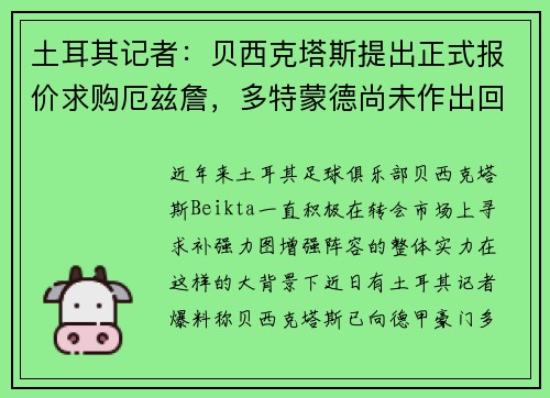 土耳其记者：贝西克塔斯提出正式报价求购厄兹詹，多特蒙德尚未作出回应